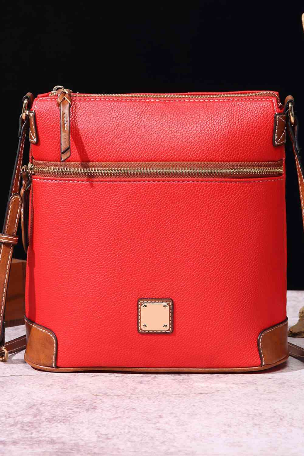 Square Vegan Leather Crossbody Bag Red / One Size