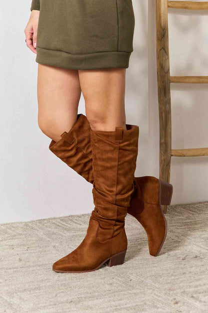 East Lion Corp Chestnut Block Heel Knee High Boots Chestnut / 6