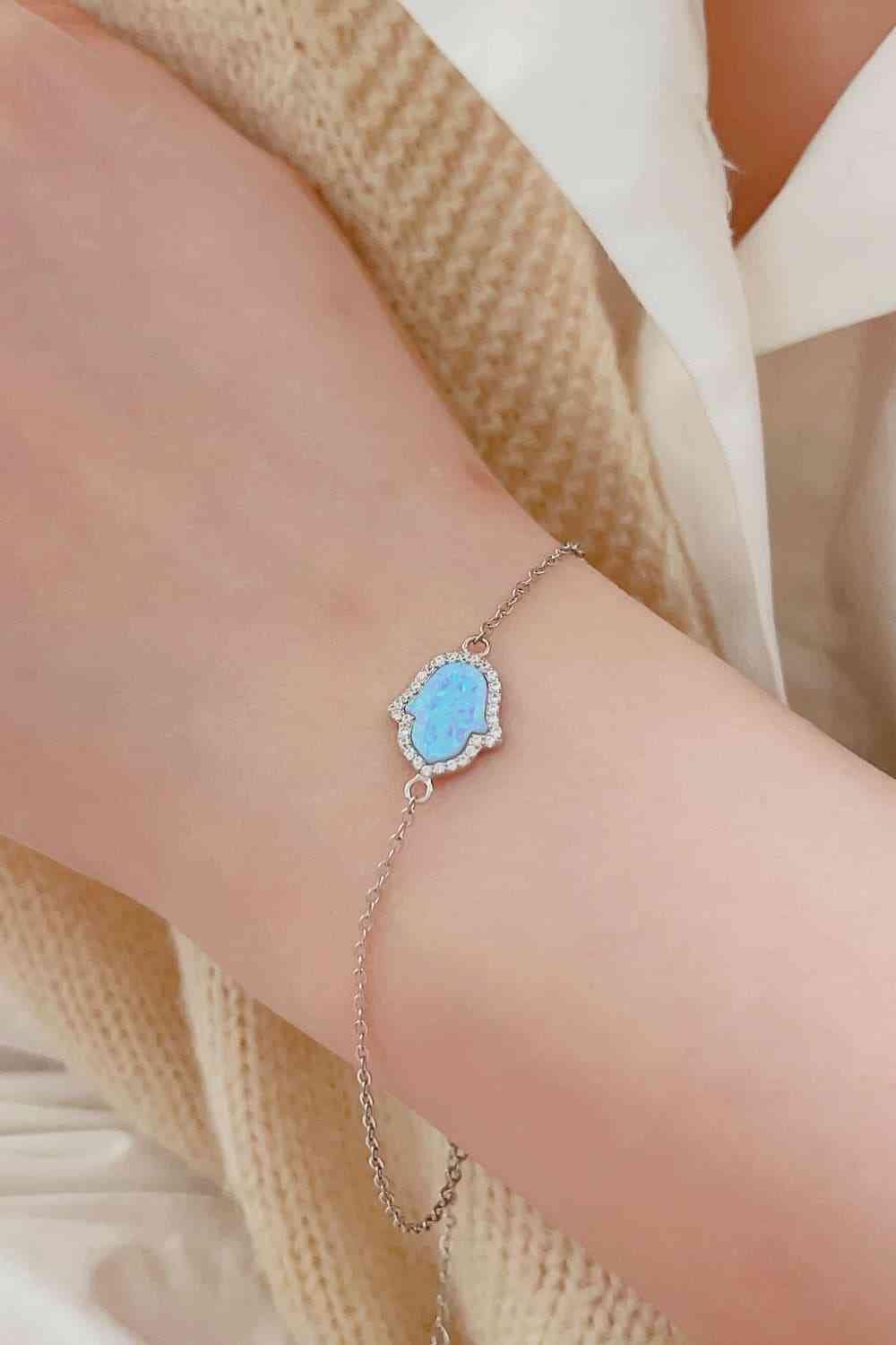 Opal 925 Sterling Silver Bracelet Sky Blue / One Size