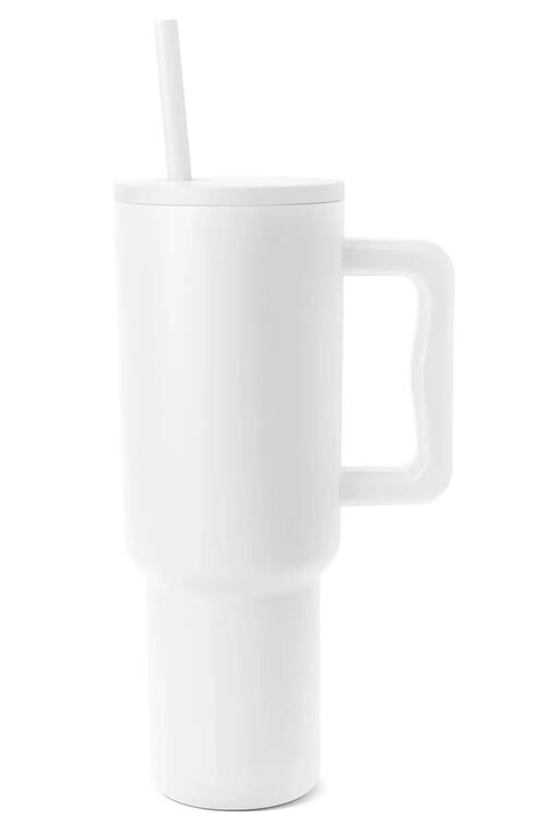 Monochromatic Stainless Steel Tumbler with Matching Straw White / One Size