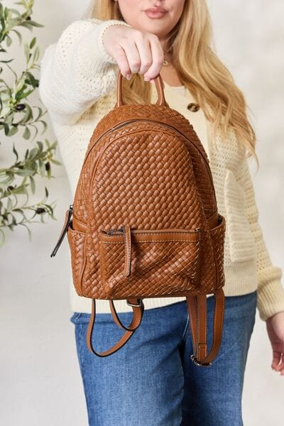 SHOMICO Vegan Leather Woven Backpack