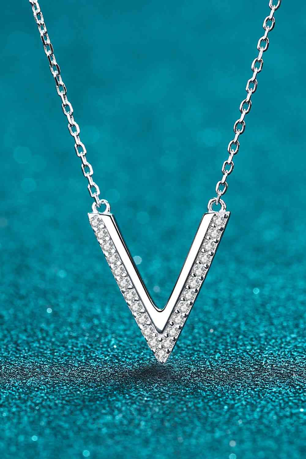 Adored Sterling Silver V Letter Pendant Necklace Silver / One Size