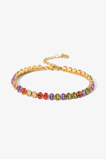 18K Gold Plated Multicolored Zircon Bracelet Multi / One Size