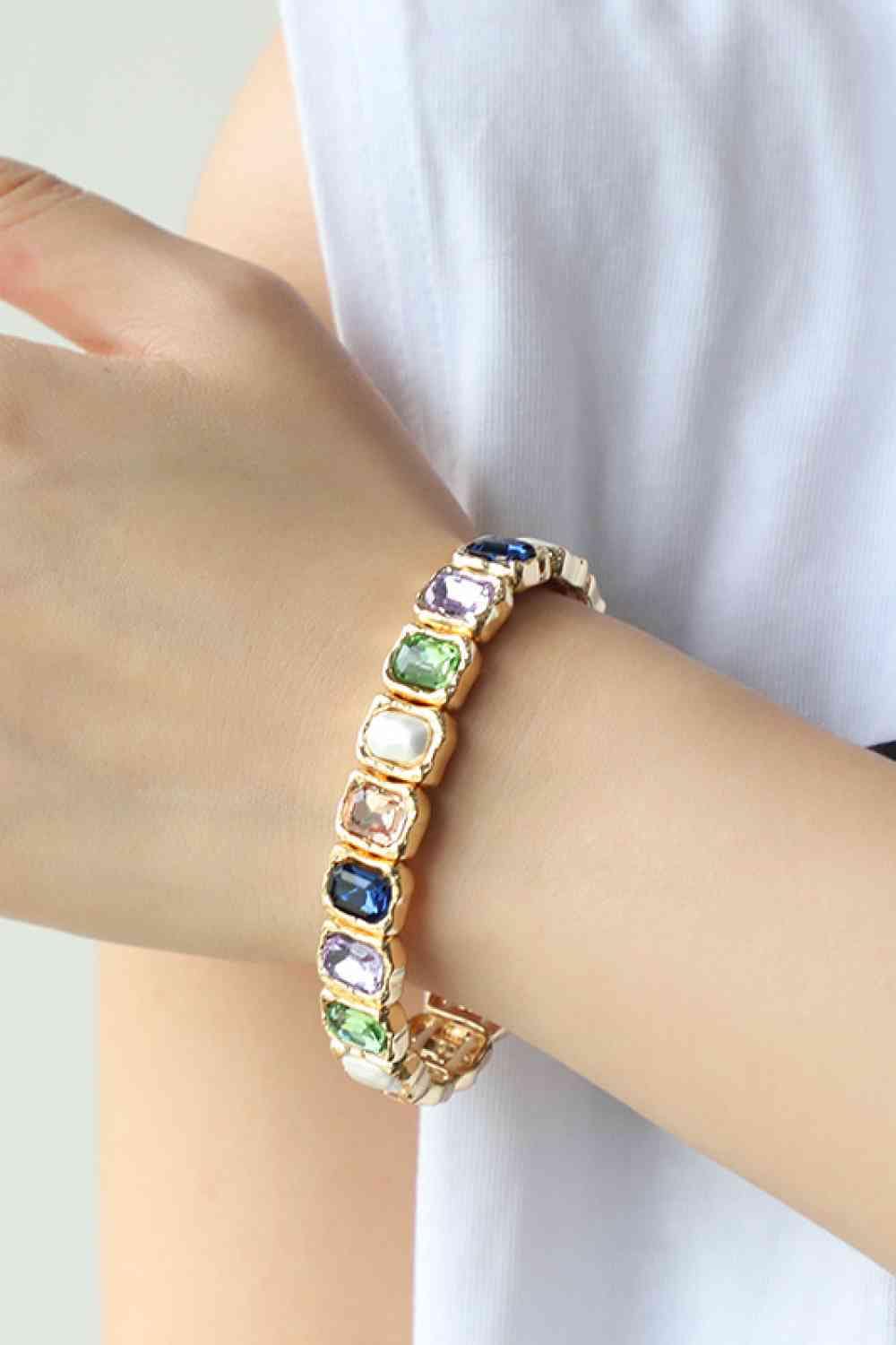 Glass Stone Alloy Bracelet Style A / One Size