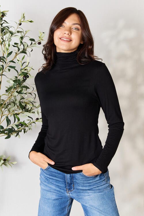 BOMBOM Turtleneck Long Sleeve Top Black / S