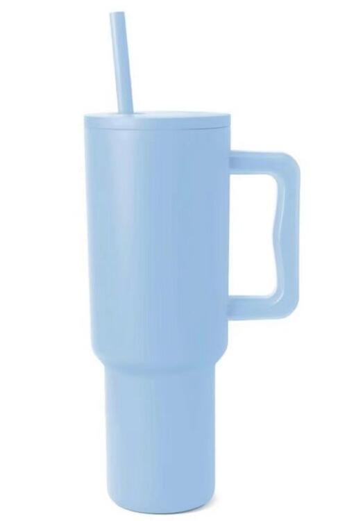 Monochromatic Stainless Steel Tumbler with Matching Straw Misty  Blue / One Size