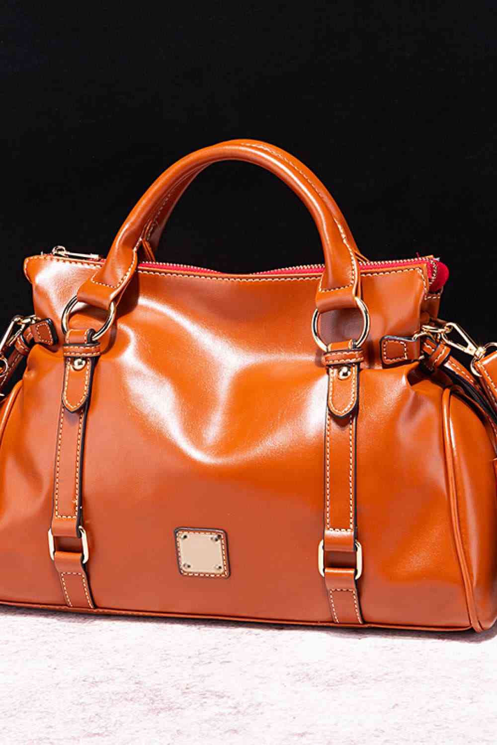 Vegan Leather Handbag with Tassels Ochre / One Size