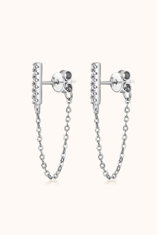 Moissanite 925 Sterling Silver Connected Earrings Silver / One Size