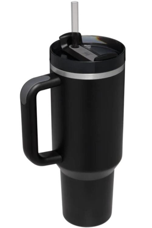 Stainless Steel Tumbler with Upgraded Handle and Straw Black / One Size