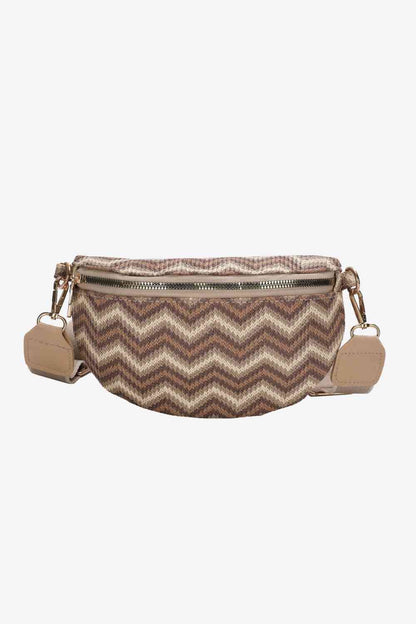 Adored Chevron Straw Sling Bag Caramel / One Size