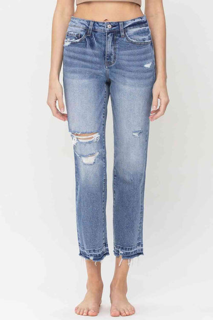 Lovervet Full Size Lena High Rise Crop Straight Jeans Medium / 24