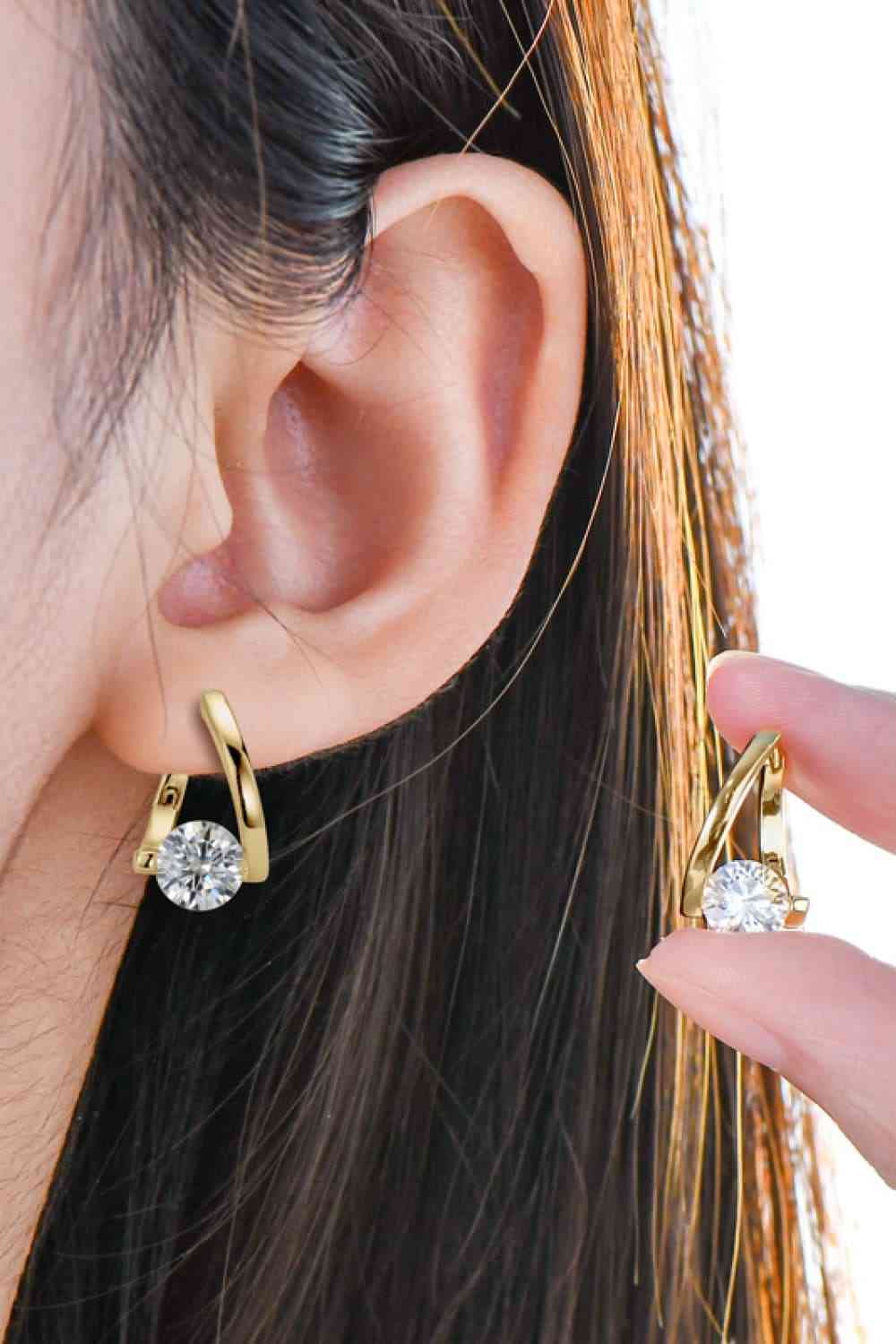 2 Carat Moissanite 925 Sterling Silver Heart Earrings Gold / One Size