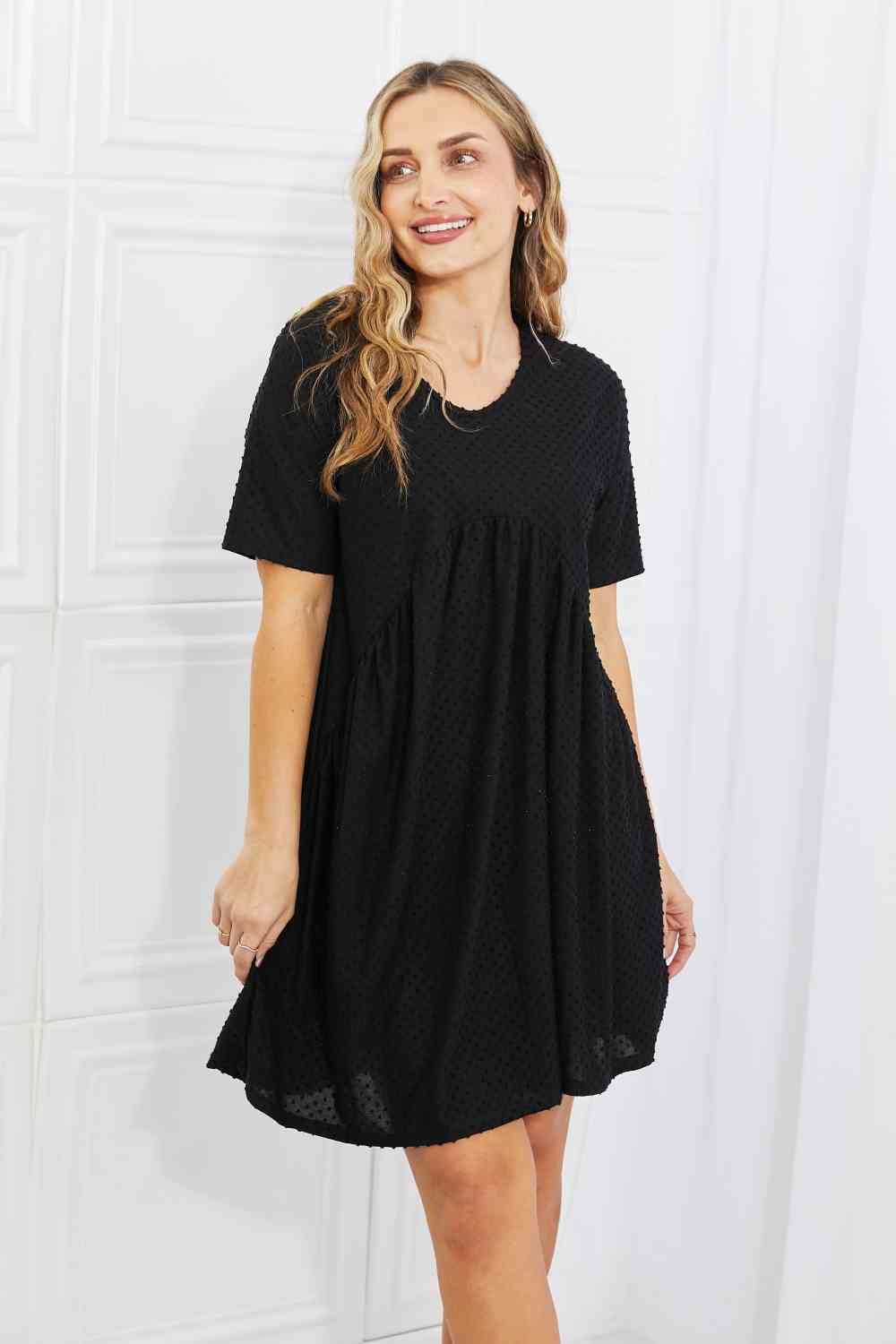 BOMBOM Another Day Swiss Dot Casual Dress in Black Black / S