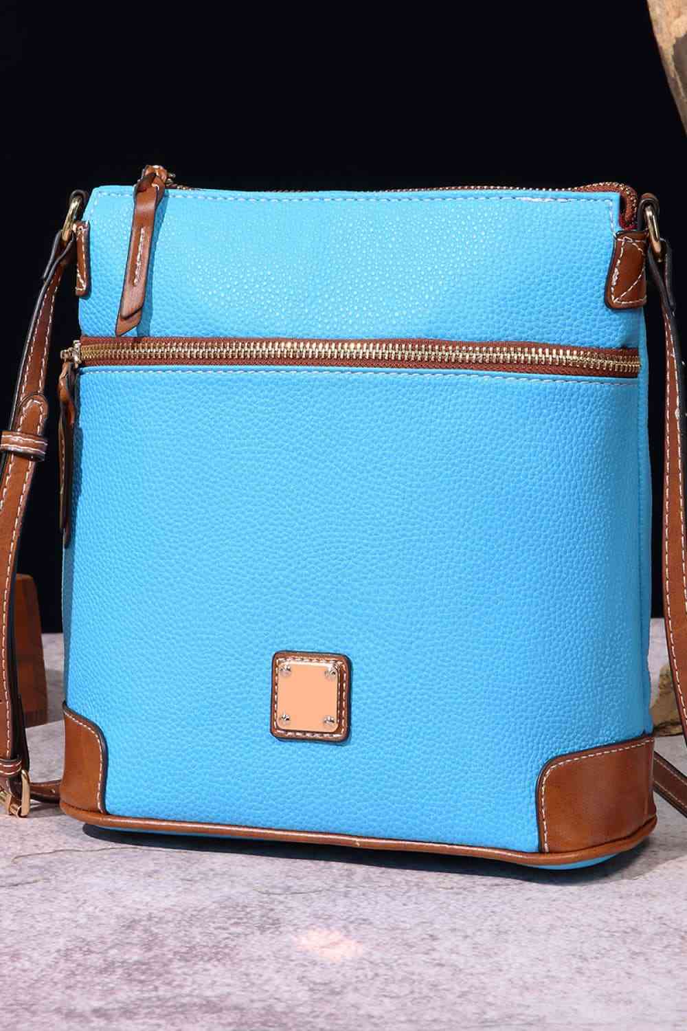 Square Vegan Leather Crossbody Bag Pastel  Blue / One Size