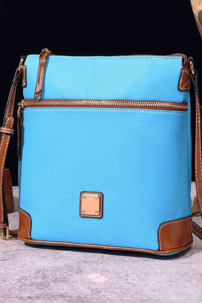 Square Vegan Leather Crossbody Bag Pastel  Blue / One Size