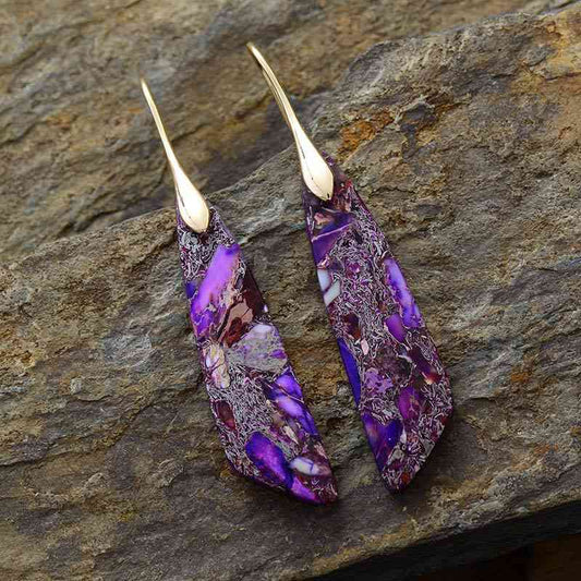 Gold-Plated Copper Dangle Earrings Purple/Gold / One Size