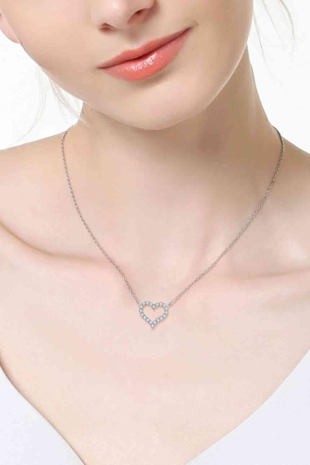 Adored Moissanite Platinum-Plated Heart Necklace Silver / One Size