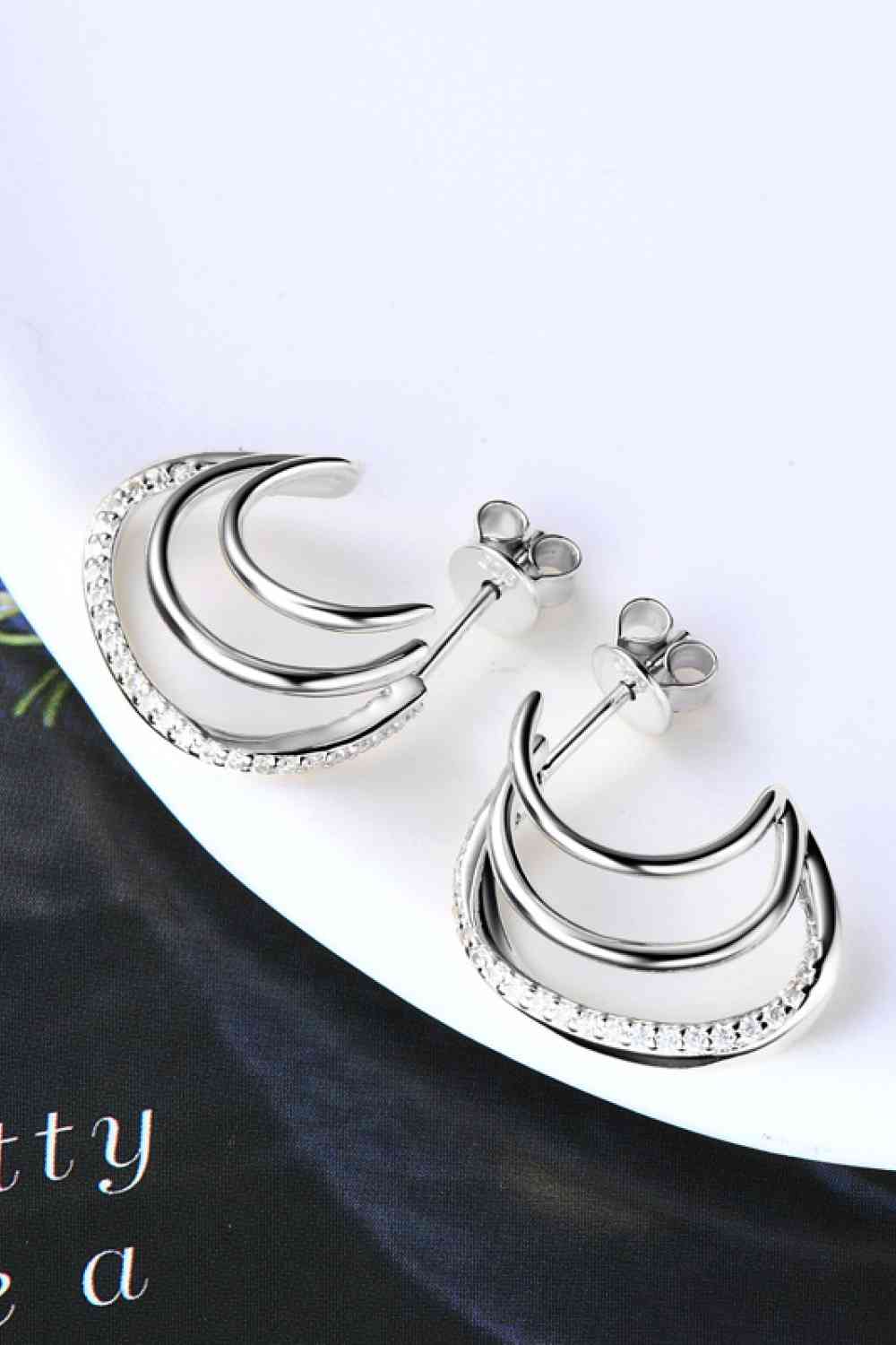 Moissanite Tri-Hoop 925 Sterling Silver Earrings