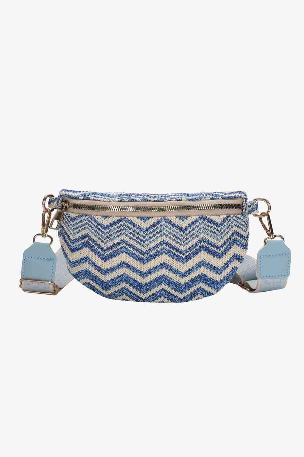 Adored Chevron Straw Sling Bag Pastel  Blue / One Size
