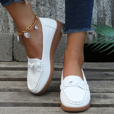 Weave Wedge Heeled Loafers White / 35