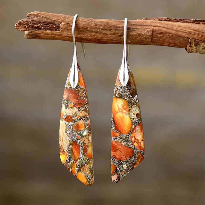 Gold-Plated Copper Dangle Earrings Tangerine/Silver / One Size