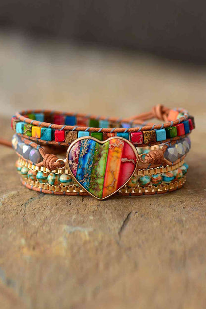 Imperial Jasper & Crystal Layered Bracelet Multicolor / One Size