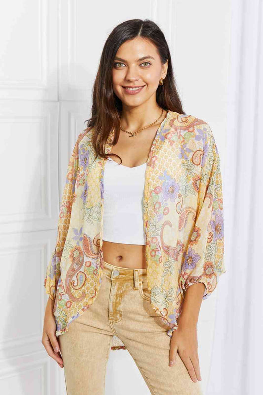 Culture Code Full Size Lasting Love Paisley Kimono Pastel Yellow / S