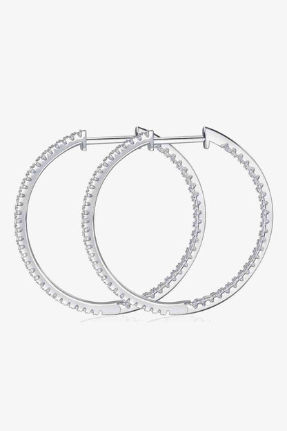 Adored Inlaid Moissanite 925 Sterling Silver Hoop Earrings Silver / One Size