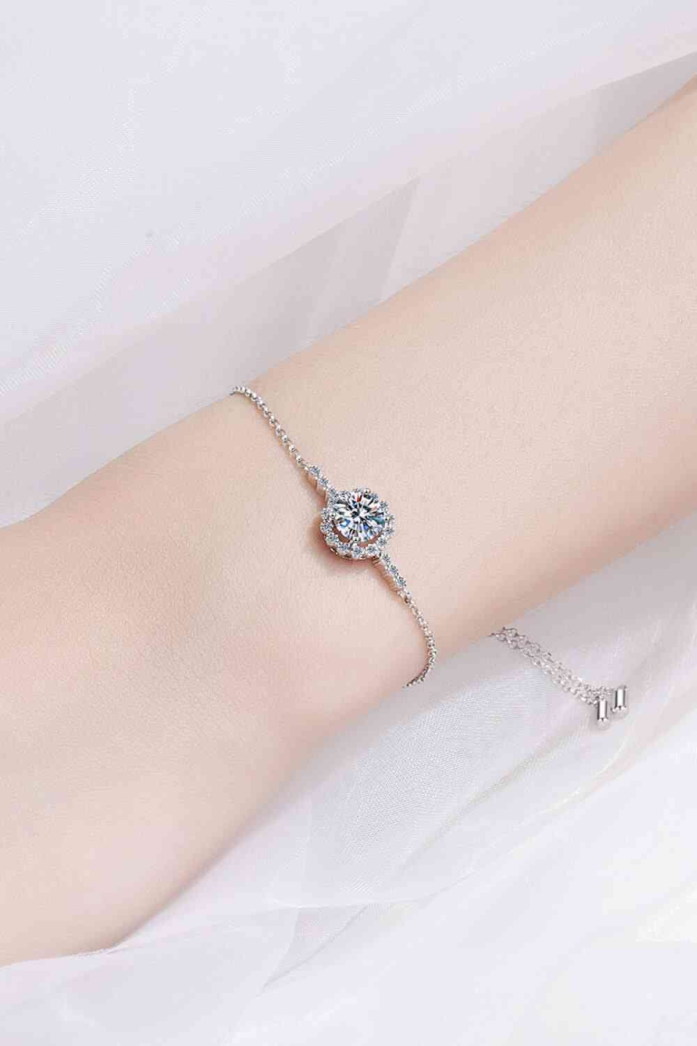 1 Carat Moissanite Chain Bracelet Silver / One Size