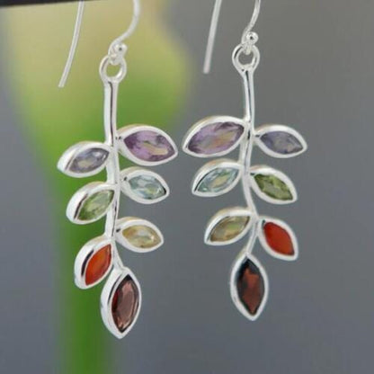 Leaf Shape Alloy Earrings Multicolor / One Size