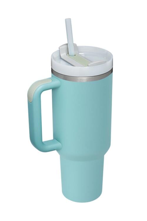 Stainless Steel Tumbler with Upgraded Handle and Straw Turquoise / One Size