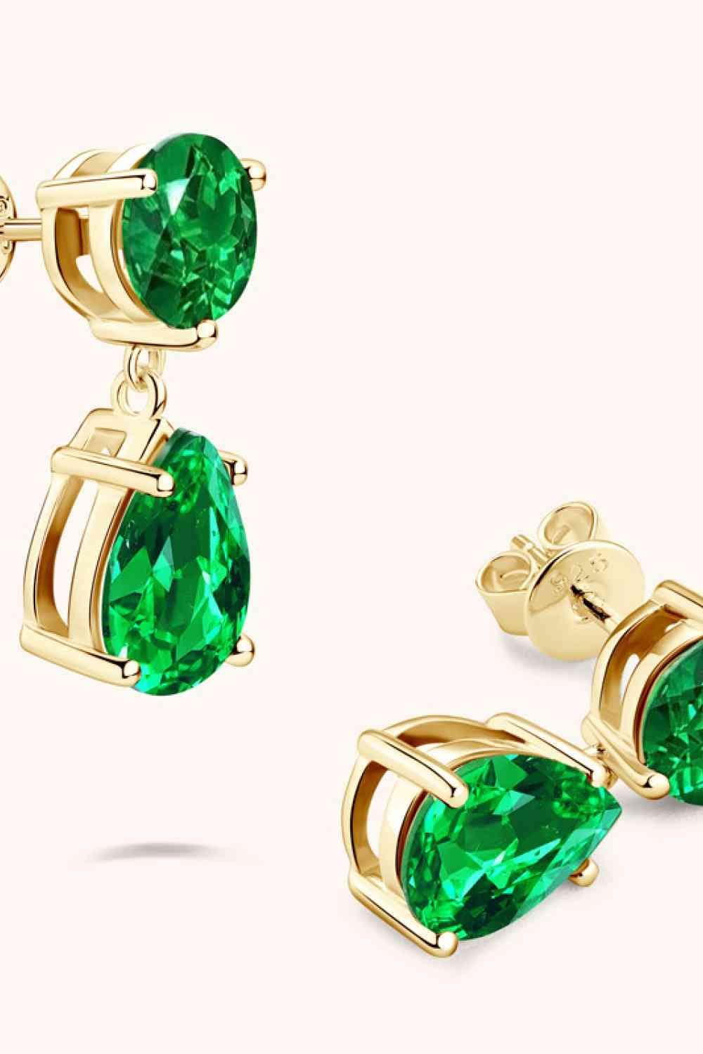 Lab-Grown Emerald Drop Earrings Gold / One Size