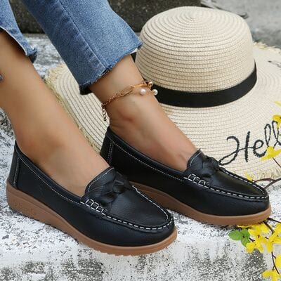 Weave Wedge Heeled Loafers