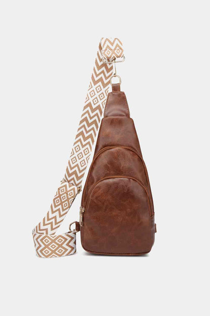 Faux Leather Sling Bag Chestnut / One Size