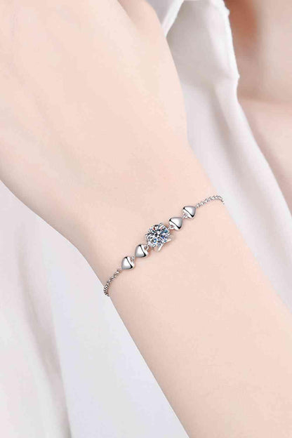 1 Carat Moissanite Heart Bracelet Silver / One Size