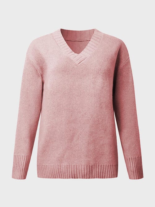 V-Neck Long Sleeve Knit Sweater