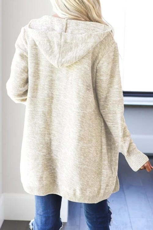 Heathered Open Front Cardigan with Pockets