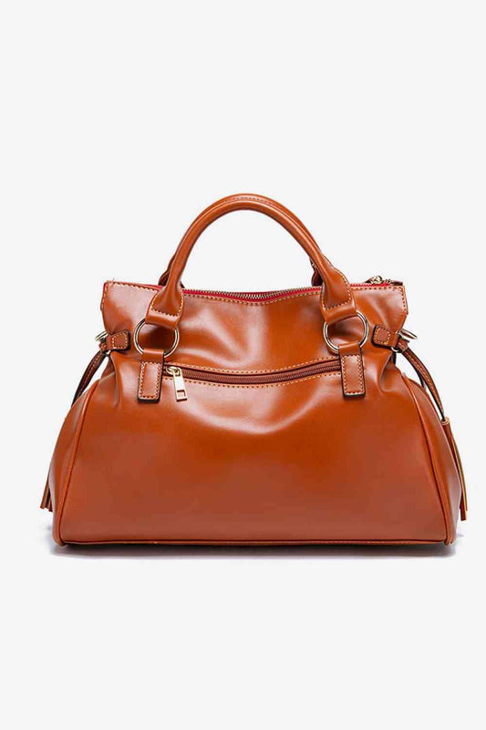 Vegan Leather Handbag with Tassels