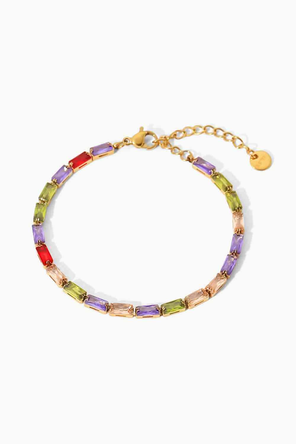 18K Gold Plated Multicolored Cubic Zirconia Bracelet Multi / One Size