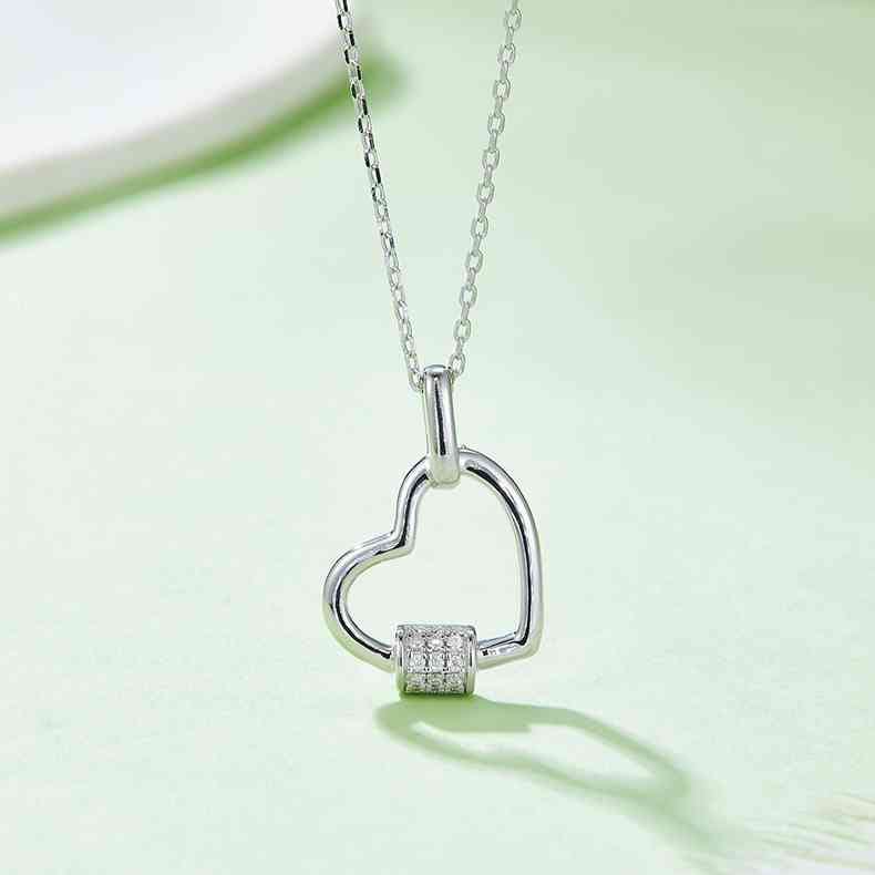 Moissanite 925 Sterling Silver Heart Shape Necklace Silver / One Size