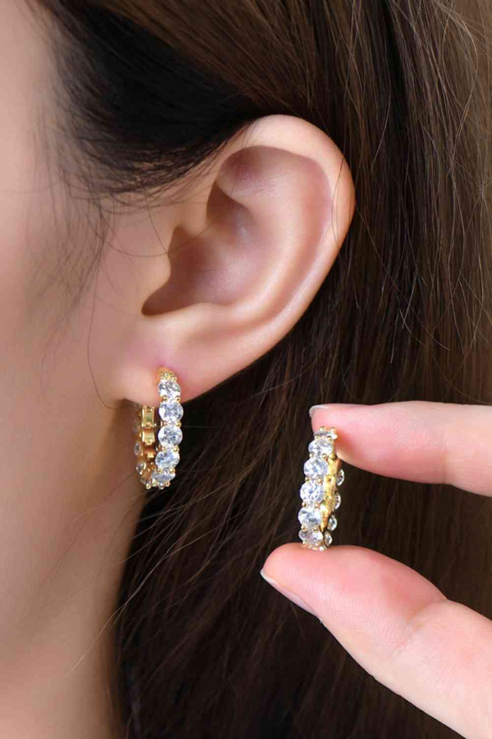 7.2 Carat Moissanite 925 Sterling Silver Earrings Gold / One Size