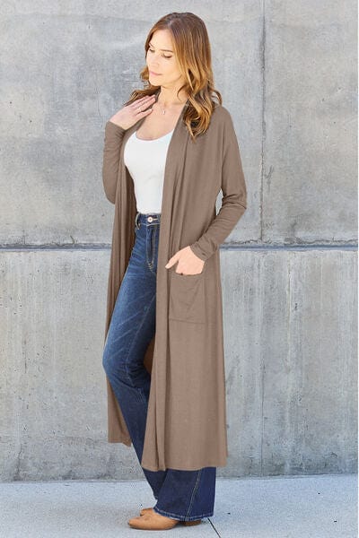 Basic Bae Full Size Open Front Long Sleeve Duster Cardigan