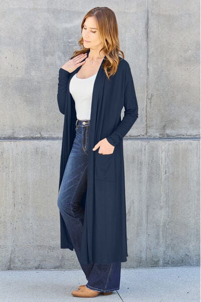 Basic Bae Full Size Open Front Long Sleeve Duster Cardigan