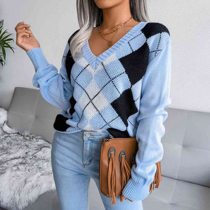 Argyle V-Neck Sweater