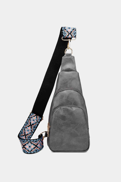 Faux Leather Sling Bag Heather Gray / One Size