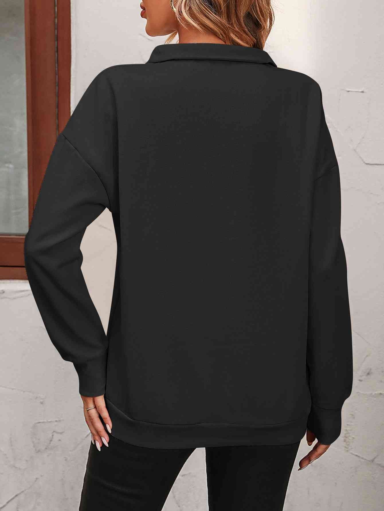 Quarter-Zip Dropped Shoulder Sweatshirt