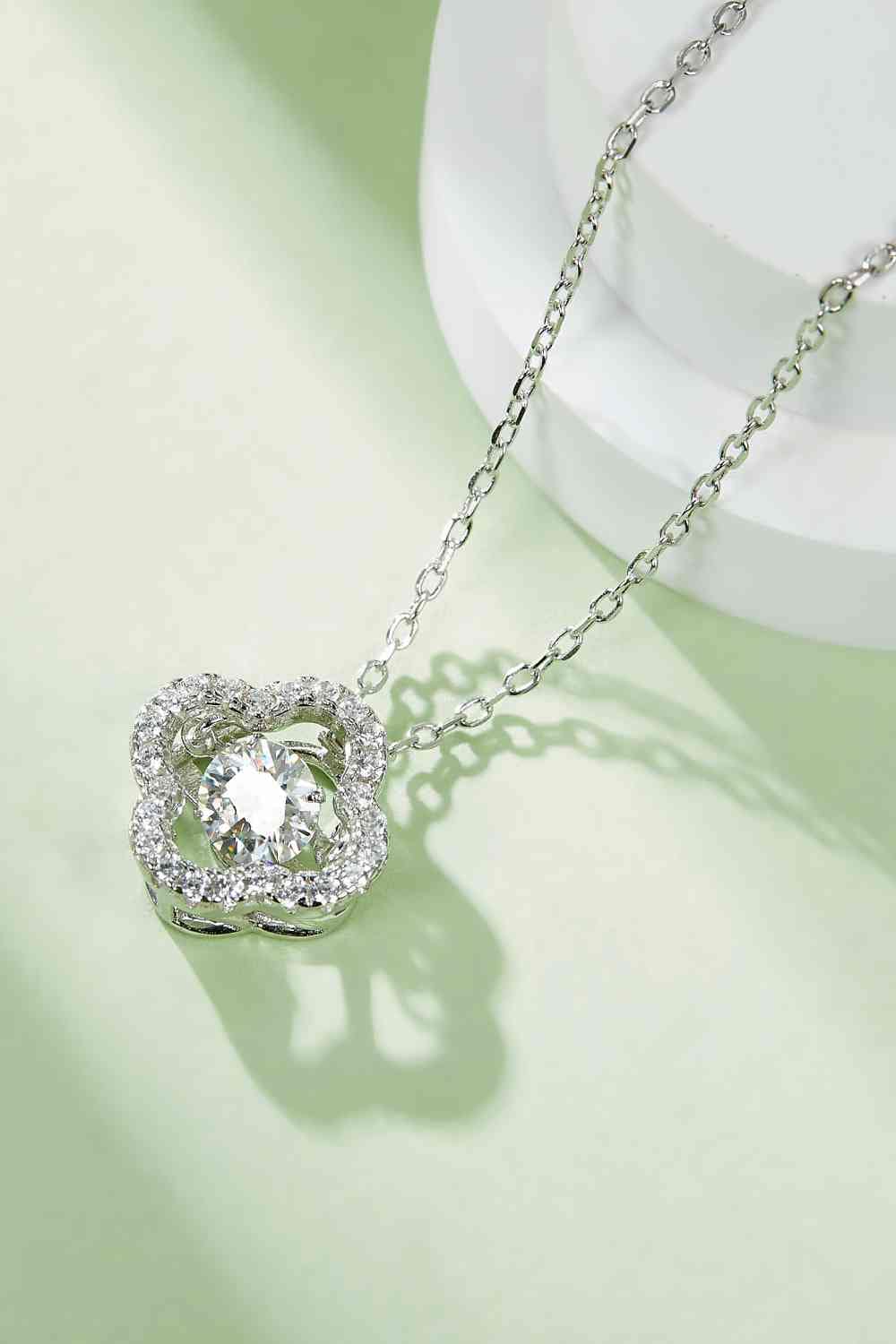Moissanite Four Leaf Clover Pendant Necklace Silver / One Size