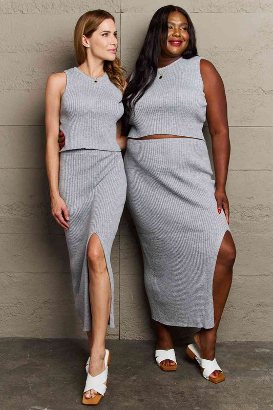Sew In Love She's All That Fitted Two-Piece Skirt Set Charcoal / S