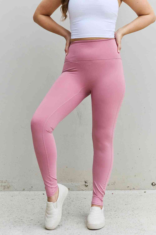 Zenana Fit For You Full Size High Waist Active Leggings in Light Rose Light Rose / S