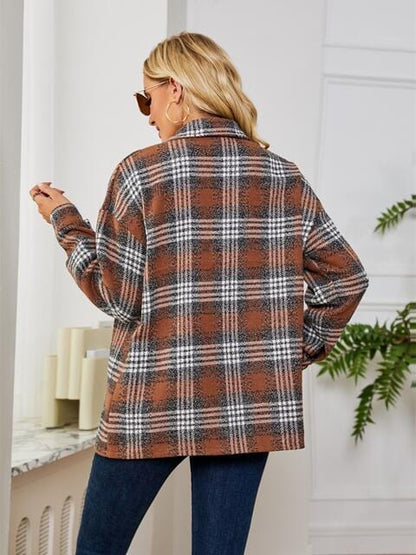 Plaid Collared Shirt Jacket